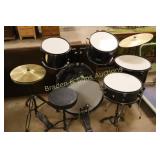 USED ASHTHORPE 7 PIECE DRUM SET WITH STOOL.