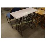 VINTAGE SINGER SEWING MACHINE BASE WITH MARBLE TOP