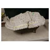 ANTIQUE CAST IRON COAL SCUTTLE.