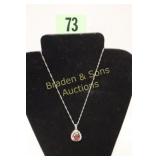 LADIES STERLING SILVER GEMSTONE NECKLACE.