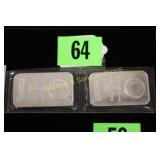 GROUP OF 2-1 OZ SILVER BARS.
