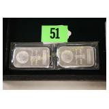 GROUP OF 2-1 OZ SILVER BARS.