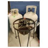 GROUP OF 2 USED 10 GALLON PROPANE TANKS AND