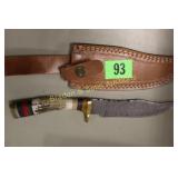CUSTOM MADE 10" DAMASCUS STEEL FIXED BLADE