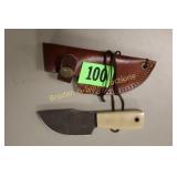 CUSTOM MADE 5" DAMASCUS STEEL FIXED BLADE