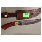 CUSTOM MADE 10" DAMASCUS STEEL FIXED BLADE