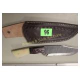 CUSTOM MADE 10" DAMASCUS STEEL FIXED BLADE