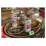 GROIUP OF ASSTD BEER ADVERTISING TRAYS AND