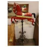 VINTAGE CAST ALUMINUM CARIVAL HORSE ON