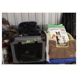 GROUP OF DOG CRATES, BEDS, ETC.