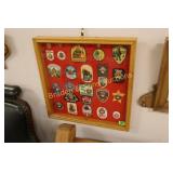 FRAMED 21" X 21" SMOKEY BEAR PATCHES.