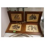 GROUP OF 4-7" X 9" FRAMED NORMAN ROCKWELL