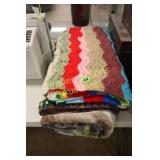 GROUP OF 2 VINTAGE AFGHANS AND ONE BLANKET.