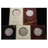 GROUP OF 5 US FRANKLIN SILVER HALF DOLLARS.