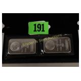 GROUP OF 2-1 OZ SILVER BARS.