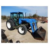 USED 2002 NEW HOLLAND TN75D TRACTOR WITH BUSH HOG