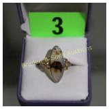 LADIES 10 K GOLD FILLED GEMSTONE RING SIZE 9