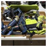 GROUP OF 4 BOXES OF USED RYOBI BATTERY OPERATED