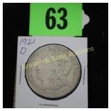 US 1921-D MORGAN SILVER DOLLAR