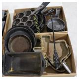 GROUP OF 2 BOXES OF ASSTD CAST IRON.