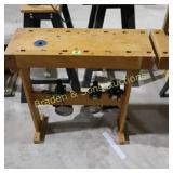USED 32" WOODWORKING TABLE WITH 3 LAMPS.