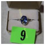 LADIES STERLING SILVER GEMSTONE RING SIZE 6.