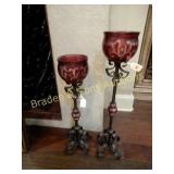 GROUP OF 2 CONTEMPORARY CANDLE STICK HOLDERS