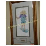 FRAMED 20" X 9"  WATERCOLOR TITLED "WADIN" BY