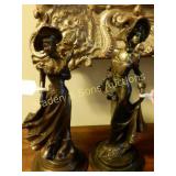 GROUP OF TWO 13" BRONZE FIGURINES