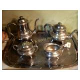 ROGERS SILVER PLATE TEA SERVICE WITH TRAY