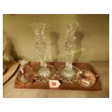 GROUP OF TWO 10"WATERFORD CANDLESTICKS AND