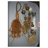 TRAY OF ASSTD BEADED TASSLES ETC