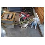 GROUP OF 3 PLANTERS AND ONE GUARD DOG