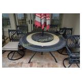 OUTDOOR PATIO TABLE WITH 6 SWIVEL/ROCKERS