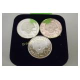 GROUP OF THREE .999 ONE OUNCE SILVER ROUNDS