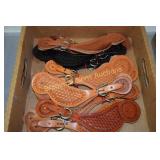 GROUP OF 10 NEW TOOLED LEATHER SPUR STRAPS