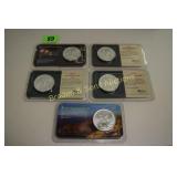 GROUP OF 5 BRILLIANT UNCIRCULATED SILVER