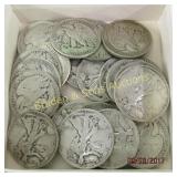GROUP OF 25 WALKING LIBERTY SILVER HALF DOLLARS
