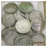 GROUP OF 25 WALKING LIBERTY SILVER HALF DOLLARS