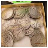 GROUP OF 25 WALKING LIBERTY SILVER HALF DOLLARS