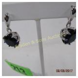 LADIES STERLING SILVER AND BLUE SAPPHIRE EARRINGS