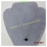 LADIES STERLING SILVER AND BLUE SAPPHIRE NECKLACE