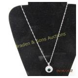 LADIES STERLING SILVER AND EMERALD NECKLACE