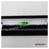 LADIES STERLING SILVER AND GREEN EMERALD BRACELET