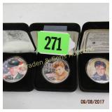 GROUP OF 3 COLORIZED SILVER AMERICAN EAGLES
