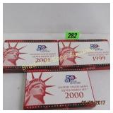 US 1999, 2000 AND 2001 SILVER PROOF SETS