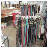 LARGE GROUP OF ASST WESTERN BELTS AND RACK
