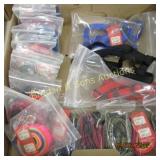 BOX OF ASSTD DOG COLLARS, LEASHES ETC