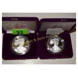 US 1986 AND 1990 PROOF SILVER EAGLES