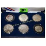 GROUP OF 6 SILVER COMMEMORATIVE US COINS